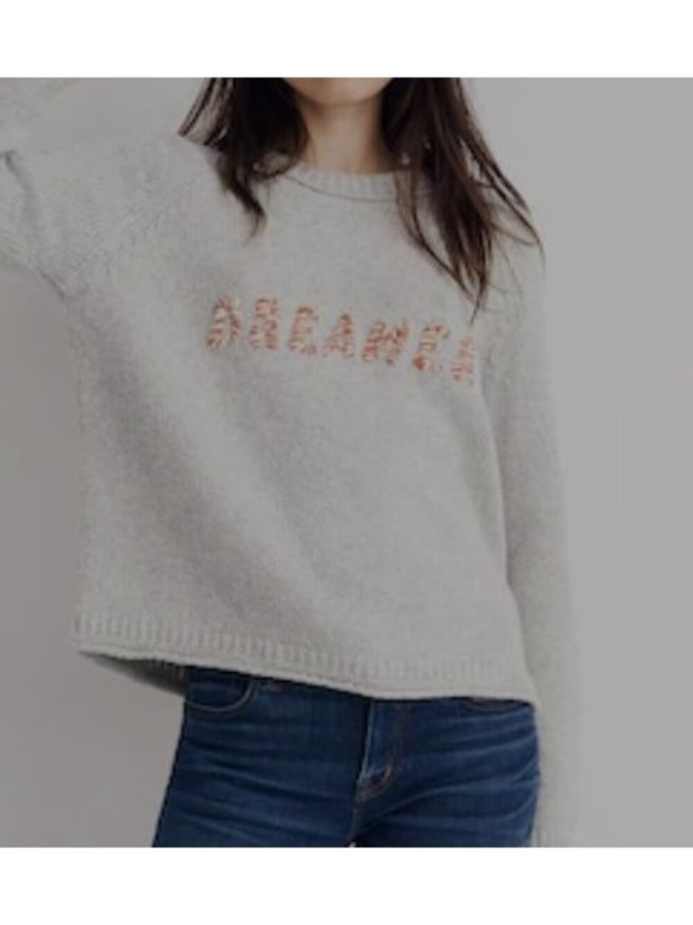 Madewell Dreamer Embroidered Keaton Pullover Crewneck Sweater Gray Size S